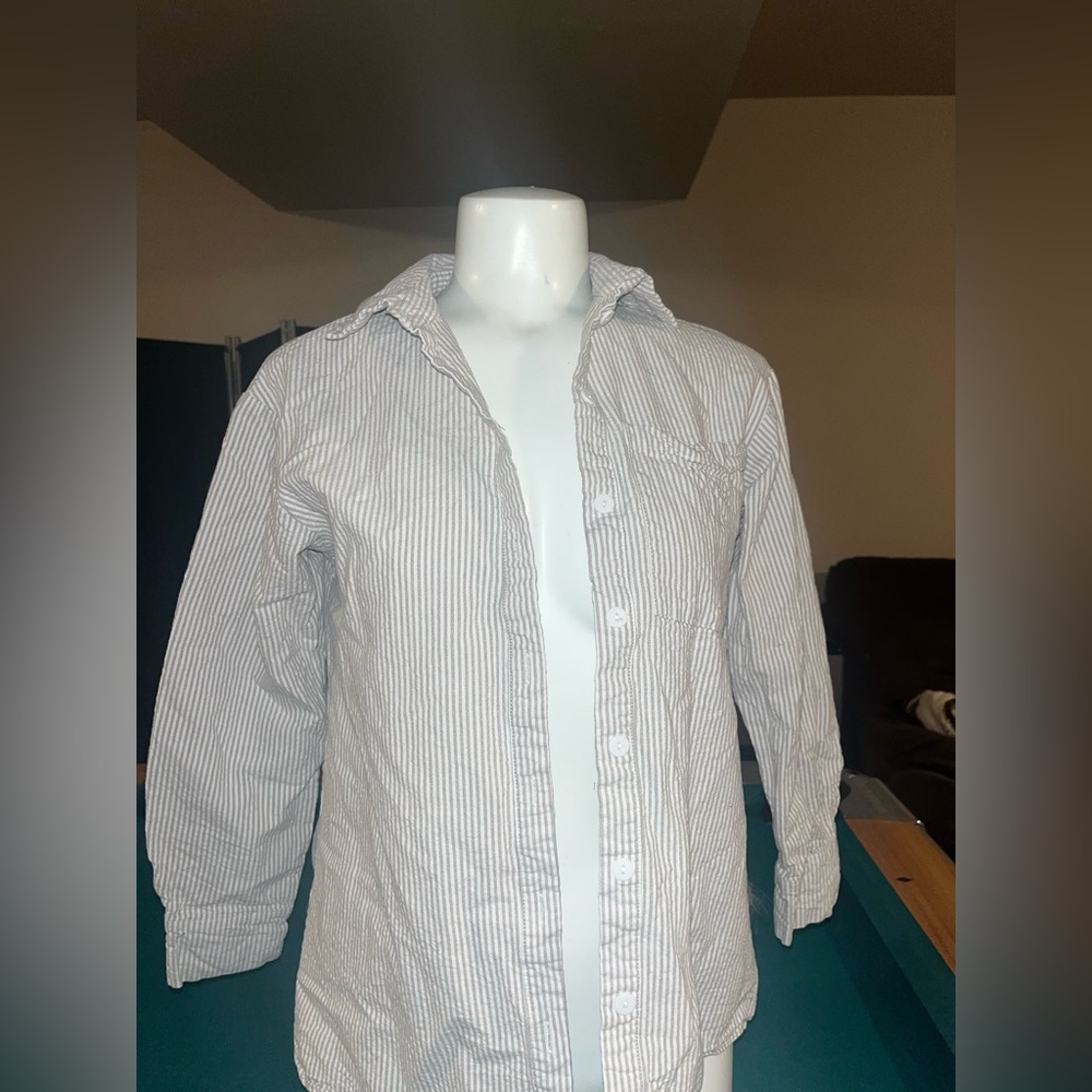 White and Grey 4th Reckless Button Top